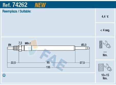 Свічки накалу/свічки нагріву FAE 74262