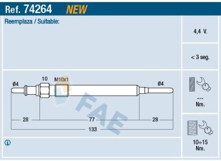 Свічки накалу/свічки нагріву FAE 74264