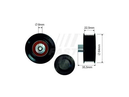 64x8x22,5 Ролик паска приводного Citroen Jumper,Fiat Ducato,Peugeot Boxer 2.2 HDI 04.06- FAST FT44593