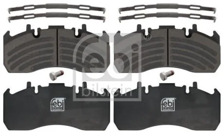 Комплект гальмівних колодок задн/передн MERITOR RVI C, MIDLUM VOLVO FE, FE II, FH, FH II, FH III, FH12, FH16, FH16 II, FH16 III, FL II, FL III, FM, FM12, FM9, FMX D11A-330-MDS2043A 08.93- FEBI BILSTEIN 16906