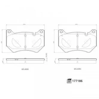 Комплект гальмівних колодок, дискове гальмо FEBI BILSTEIN 177186