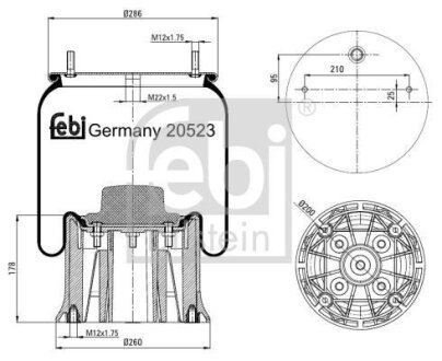 Подушка амортизуюча (Пневморессора 4023 N P03 (со стаканом)) FEBI BILSTEIN 20523