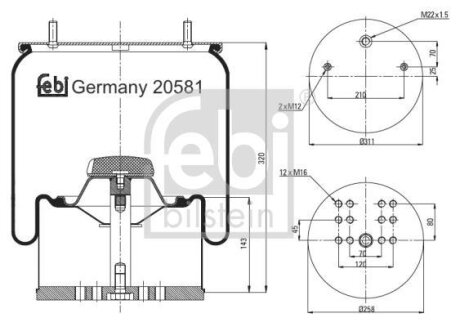 Кожух пневматической рессоры FEBI BILSTEIN 20581