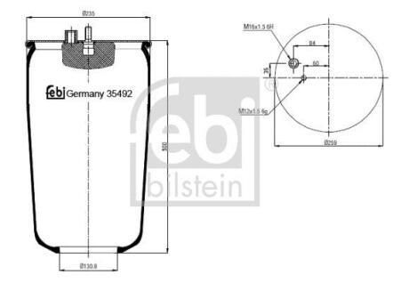 Подушка амортизуюча (Пневморессора 4884 N1 P01 (без стакана)) FEBI BILSTEIN 35492