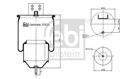 6608NP01 Пневмоподушка подвески со стальным стаканом (ø228x310 mm) FEBI BILSTEIN 37636