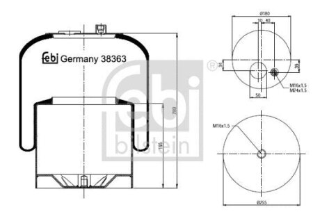 Подушка амортизуюча (Пневморессора 4185 N P21 (со стаканом)) FEBI BILSTEIN 38363