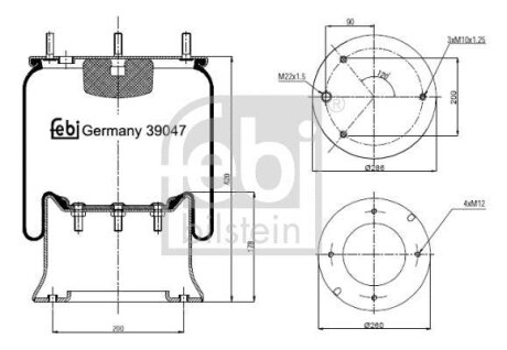 Балон пневматичної ресори, пневматична підвіска FEBI BILSTEIN 39047