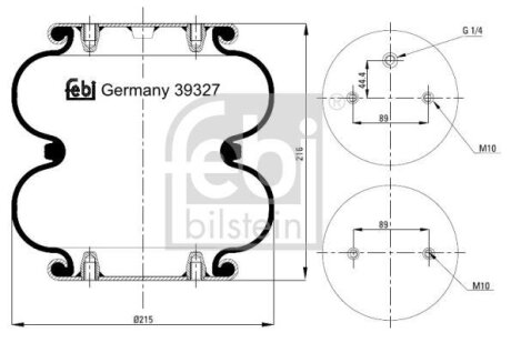 21222663 Пневмоподушка подьемной оси (ø215x216 mm) FEBI BILSTEIN 39327