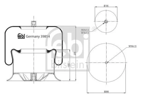 Балон пневматичної ресори, пневматична підвіска FEBI BILSTEIN 39854