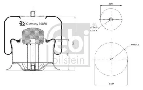Кожух пневматической рессоры FEBI BILSTEIN 39870