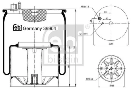 Балон пневматичної ресори, пневматична підвіска FEBI BILSTEIN 39904