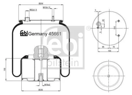 Балон пневматичної ресори, пневматична підвіска FEBI BILSTEIN 45661
