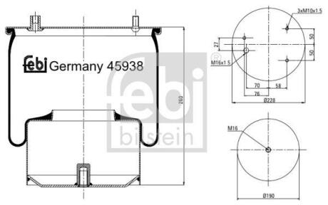 Балон пневматичної ресори, пневматична підвіска FEBI BILSTEIN 45938
