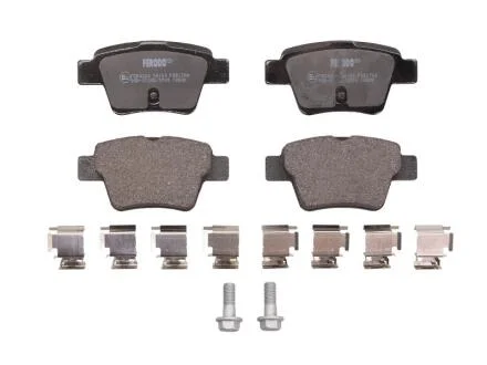 Комплект гальмівних колодок задн (з комплектуючими з гвинтами гальмівного супорта), CITROEN C4, C4 I GEELY EMGRAND PEUGEOT 207, 207/HATCHBACK, 207/KOMBI, 307, 307/KOMBI, 405 I 1.4-2.0D 07.88- FERODO FDB1784