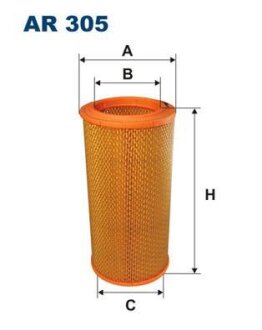 Фільтр повітря RENAULT 19 I, 19 I CHAMADE, 19 II, 19 II CHAMADE, 21, 25, CLIO II, ESPACE II, SUPER 5, TRAFIC 1.7-2.8 03.80-06.09 FILTRON AR 305