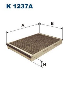 Фильтр салона (уголь) VOLVO S60, S80, V60, V70, CX60, CX70. LAND ROVER Freelander 06-. (275*194*34) FILTRON K 1237A