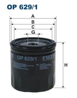 Масляний фільтр VOLVO C30, S40 II, S60 II, S80 II, V40, V50, V60 I, V70 III, FORD B-MAX, C-MAX, C-MAX II, ECOSPORT, FIESTA IV, FIESTA V, FIESTA VI, FIESTA/MINIVAN, FOCUS C-MAX 1.2-2.5 08.95- FILTRON OP 629/1
