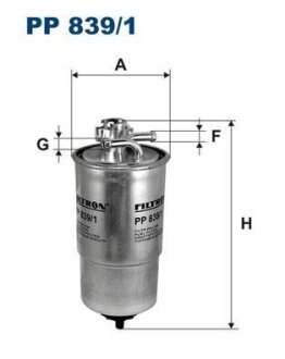 Фильтр топливный VAG A3/A4/A6/OCTAVIA/BORA/GOLF 4/LT/PASSAT -08 1.9-2.0 DIESEL FILTRON PP 839/1