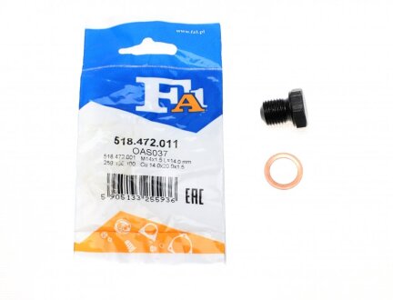 Пробка піддону + ущільнювач Fischer Automotive One (FA1) 518.472.011