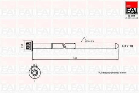 FAI DB К-т болтов головки цилидра M10*1.5мм W203, W204, W211 Fischer Automotive One (FA1) B1465