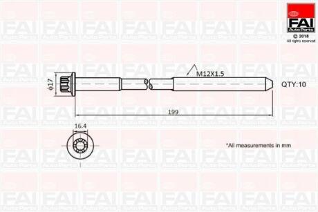 FAI BMW К-кт болтів гбц М12*1,5 мм E81, E87, 120d xDrive, TOYOTA, MINI Fischer Automotive One (FA1) B1756