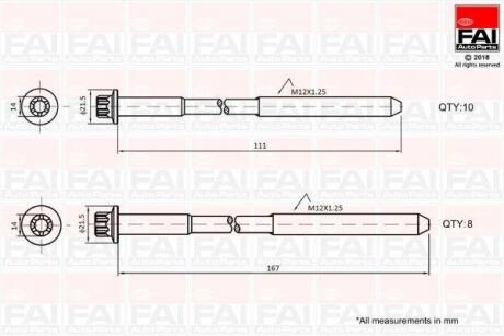 FAI TOYOTA К-т болтов ГБЦ LAND CRUISER 3.0 00-, HILUX VII 2.5 01- Fischer Automotive One (FA1) B2124