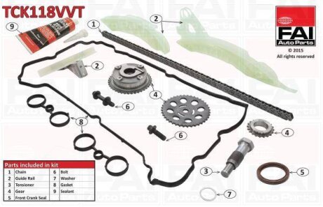 Комплект ланцюга приводу розподільного вала Fischer Automotive One (FA1) TCK118VVT