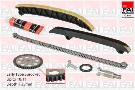 К-кт ланцюга Audi A3,Skoda Fabia II,Rapid,Octavia II,VW Caddy III,Golf VI,Touran 1.2TSI Fischer Automotive One (FA1) TCK208