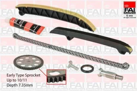 К-кт ланцюга Audi A3,Skoda Fabia II,Rapid,Octavia II,VW Caddy III,Golf VI,Touran 1.2TSI Fischer Automotive One (FA1) TCK208