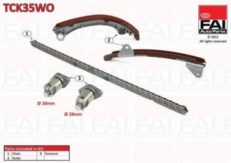 К-кт ланцюга ГРМ TOYOTA COROLLA (E11, E12) 1.4/1.6 00-07, AVENSIS 1.6/1.8 00-08 Fischer Automotive One (FA1) TCK35WO