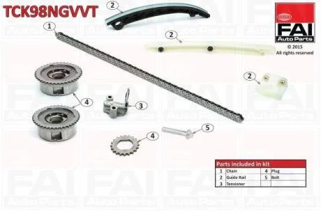 FAI OPEL К-кт ланцюга ГРМ Astra J,Corsa D,E,Insignia,Meriva B,Mokka,Zafira Tourer 1.2/1.4 Fischer Automotive One (FA1) TCK98NGVVT