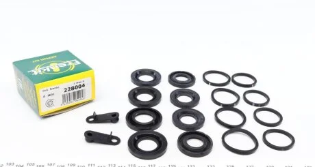 Ремкомплект гальмівного супорта VW Phaeton 02-16, AUDI A4 04-08, A4 07-15, A5 07-16, A3 12-22, Q3 11-18, R8 06-16, R8 16-, TT 14-, MERCEDES-BENZ E-Class W211 02-09, S-Class W220 98-06, CL C215 99-06 FRENKIT 228004