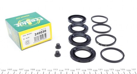 Ремкомплект гальмівного супорта RENAULT Megane II 03-09, Clio III 05-12, FIAT Punto 03-10, BMW 3 F30-31 12-19, 3 F34 13-, 1 F20/F21 11-19, 4 F32-36 13-20, 2 F22-23 14-, ALFA ROMEO 156 97-07, Giulia 16-, Giulietta 10-20, MiTo 08-18 FRENKIT 240030