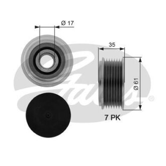 (7789-10077) Шків генератора OVERRUNNING PULLEY Gates OAP7070