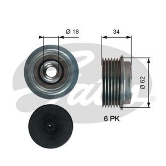 (7789-10203) Шків генератора OVERRUNNING ALT.PULLEY Gates OAP7203