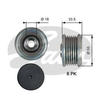 (7789-10216) Шків генератора OVERRUNNING ALT.PULLEY Gates OAP7216