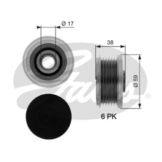 (7789-10282) Шків генератора OVERRUNNING ALT.PULLEY Gates OAP7282