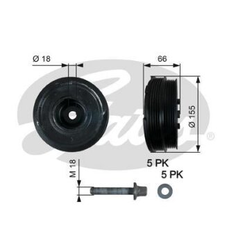 (7845-20049) Шків колінчастого валу (демпфер) DRIVEALIGN DAMPER Gates TVD1037A