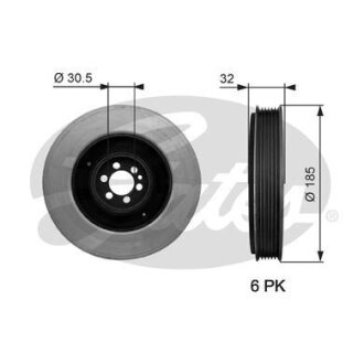 (7845-10022) Шків колінчастого валу (демпфер) DRIVEALIGN DAMPER Gates TVD1042