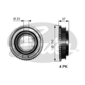 (7845-10058) Шків колінчастого валу (демпфер) DRIVEALIGN DAMPER Gates TVD1053
