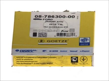 Кольца поршневые FORD 76.0 (1.5/1.6/2.5) 1.6 ZETEC GOETZE 08-786300-00