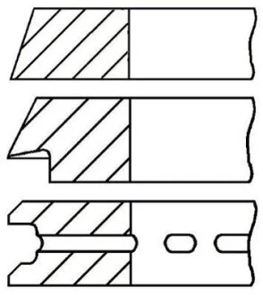Кільця поршневі компресора / WESTINGHOUSE TRUCK 75.5 (2.38/2.38/3.95)COMPRESSOR SCANIA,VOLVO GOETZE 08-990707-00