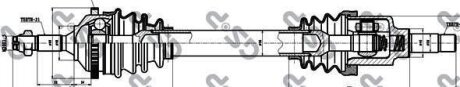Привод левый 206 TU 610mm +ABS (22z внутр. x21) GSP 245027
