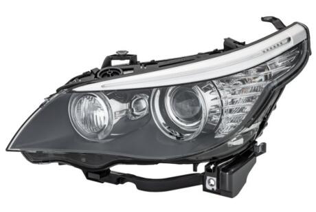 BMW фара основна Bi-Xenon з мотором,без ламп,без предвк.приладу D1S H3 H8 PY21W з автостаб. з девн.світлом лів.5 E60 07- HELLA 1ZS 169 009-111