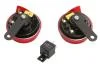 Сигнал автомобільний фанфарний (к-кт 2шт з реле) 400/500Гц 12V HELLA 3FH 007 424-801 (фото 2)