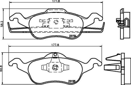 Комплект гальмівних накладок, дискове гальмо HELLA 8DB 355 008-621