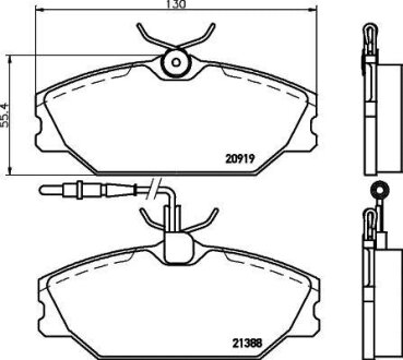 Комплект гальмівних накладок, дискове гальмо HELLA 8DB 355 019-181