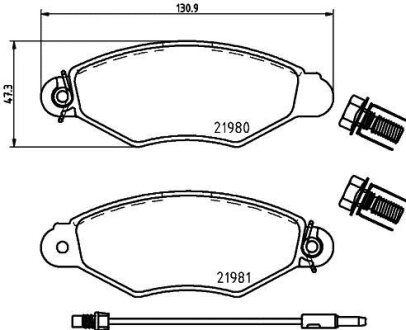 Комплект гальмівних накладок, дискове гальмо HELLA 8DB 355 019-301
