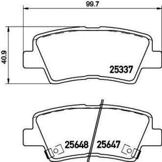 Комплект гальмівних накладок, дискове гальмо HELLA 8DB 355 020-371