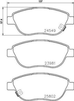 Комплект гальмівних накладок, дискове гальмо HELLA 8DB 355 020-881